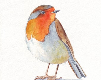 Robin Painting - bird print of watercolor painting - 5 by 7 print wall art print - bird art - art print - wildlife print