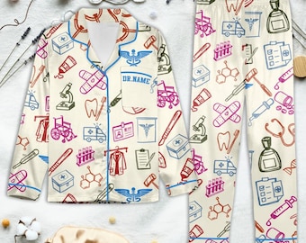 Conjunto de pijama personalizado con estampado médico / Pijama para médicos y enfermeras