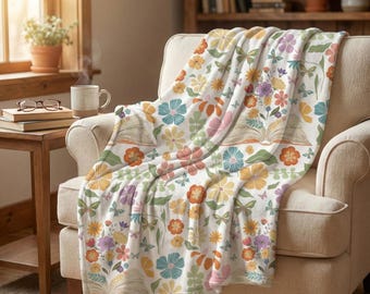Manta polar para amantes de los libros, manta floral para leer, acogedora manta cottagecore, regalo de decoración para el hogar con temática de libros