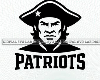 Patriots Sports Team Logo SVG PNG DXF Mascot Baseball, Basketball, Football, Soccer, Designs for Cricut Silhouette, Vector Instant Download
