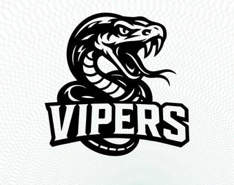 Logotipo del equipo deportivo Vipers SVG - Vipers PNG, DXF, equipo Vipers, béisbol, baloncesto, fútbol, silueta de Cricut de Vipers, descarga instantánea