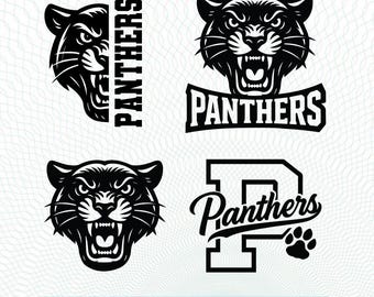 Logotipo del equipo deportivo Panthers SVG PNG, mascota Panthers de béisbol, baloncesto, fútbol, camiseta Panthers, silueta Cricut, descarga instantánea