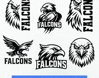 Paquete SVG del logotipo del equipo deportivo Falcons: diseño SVG y PNG para béisbol, baloncesto y fútbol americano, para Cricut y Silhouette. Descarga instantánea.