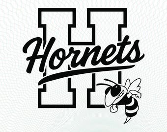 Logotipo del equipo deportivo Hornets SVG PNG DXF Mascota Béisbol, Baloncesto, Fútbol Americano, Fútbol Americano, Diseños para Cricut Silueta, Descarga instantánea de vectores
