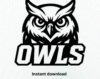 Paquete SVG de búhos, logotipo de equipo deportivo, búhos PNG, diseño de silueta de búhos, Cricut, archivo de descarga instantánea