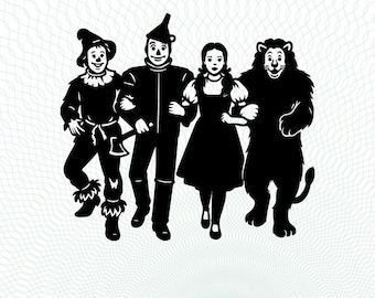 Amigos SVG del Mago de Oz, Mago mágico PNG, Clipart de cuento de hadas, Archivos Cricut del Mago de Oz, Descarga digital de amigos de Oz, Imagen del Mago de Oz