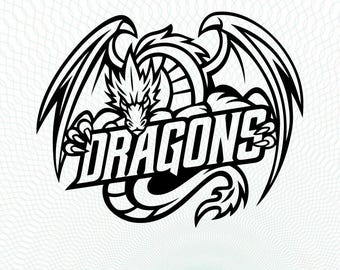 Dragons svg School Sport Team Logo SVG, Dragons PNG, PDF, Dxf File Baseball, Basketball, Football, Soccer Cameo, Cricut Instant Download