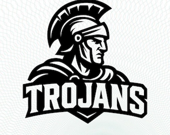 Troyanos SVG Equipo deportivo Logotipo SVG PNG DXF Mascota Béisbol, baloncesto, fútbol, fútbol, troyanos Cricut Silueta, Vector Descarga instantánea