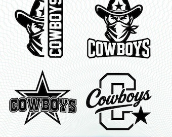 Paquete de logotipos de los Cowboys Svg Sports Team Svg - Diseño SVG y PNG para béisbol, baloncesto, fútbol, para Cricut y Silhouette, descarga instantánea