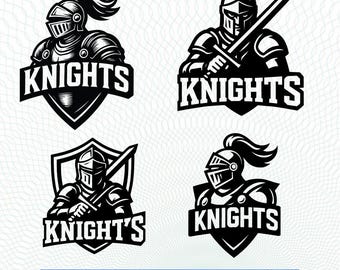 Paquete de logotipos de equipos deportivos SVG de Knights SVG PNG - Mascota de los Knights Béisbol, Baloncesto, Fútbol Americano, Fútbol Americano, Silueta de Cricut de Knights, Descargar