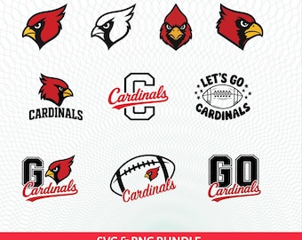 Paquete SVG de Cardenal, logotipo SVG de Cardenales, fútbol americano de Cardenales SVG, Cardenal PNG, mascota SVG de Cardenal, corte de orgullo del equipo escolar Cardenal Cricut