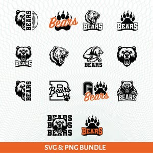 Björnar svg bunt sportlagslogotyp SVG PNG maskot baseboll, basket, fotboll, design Cricut silhuett, vektor direktnedladdning