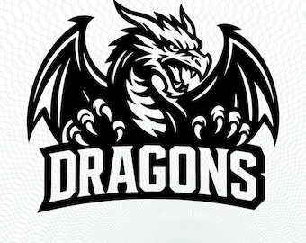 Dragons svg School Sport Team Logo SVG, Dragons PNG, PDF, Dxf File Baseball, Basketball, Football, Soccer Cameo, Cricut Instant Download