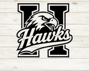 Hawk Mascot SVG, Hawk Head Logo Cut File for Cricut, School Spirit Football PNG, Hawks Team Silhouette Clipart, instant download