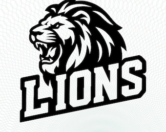 Lions SVG Sports Team Logo - SVG, PNG, Dxf Lions team Baseball, Basketball, Football, Soccer Silhouette, Cricut, lions head Instant Download