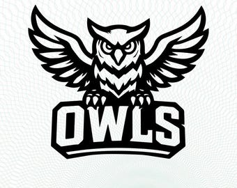 Owls Sports Team Logo SVG PNG DXF Mascot Baseball, Basketball, Football, Soccer, Designs for Cricut Silhouette, Vector Instant Download