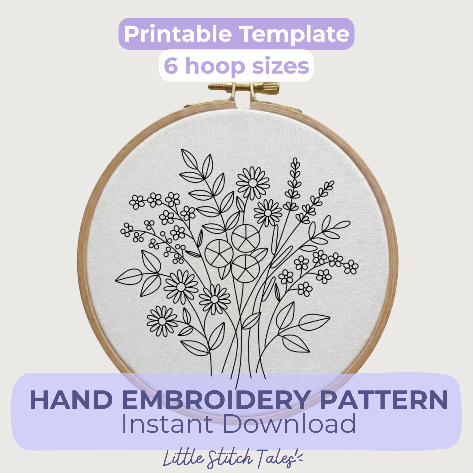 Wildflower Hand Embroidery Pattern PDF – Floral Hoop Design, Beginner ...