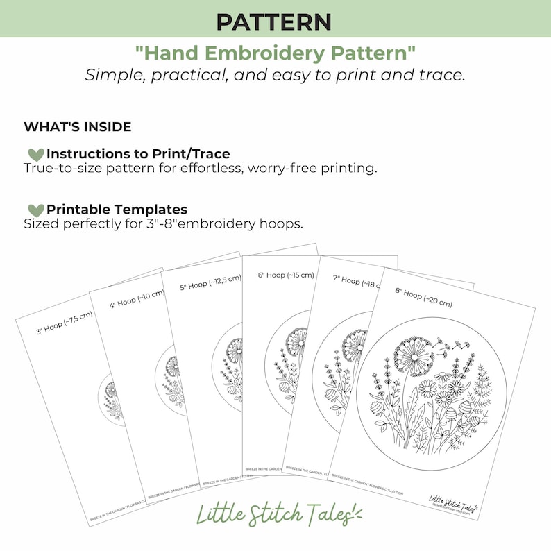 Dandelion & Wildflowers Hand Embroidery Pattern PDF – Meadow Floral ...