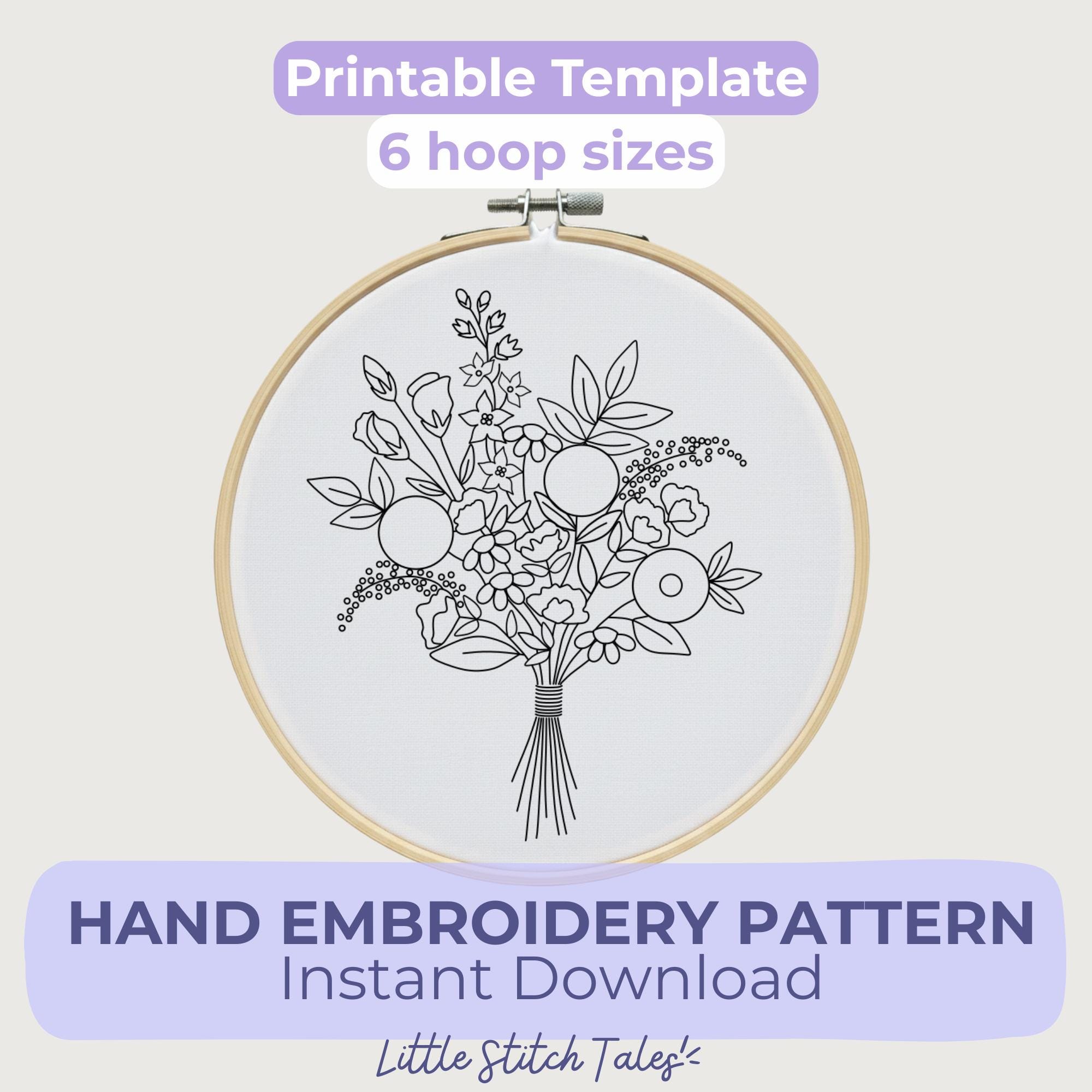 Terracotta & Wildflower Bouquet Hand Embroidery Pattern PDF – Floral ...