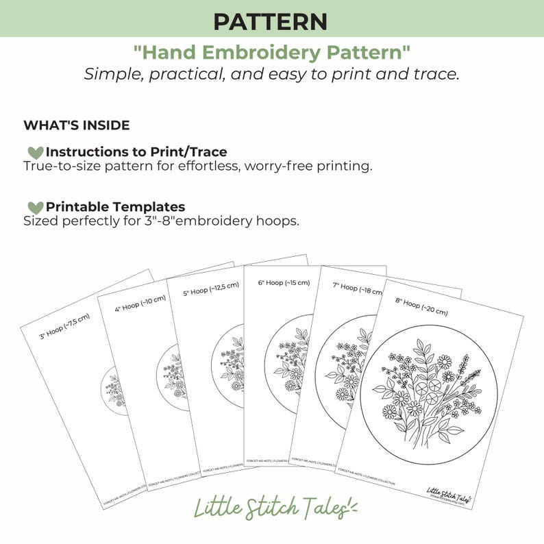 Wildflower Hand Embroidery Pattern PDF – Floral Hoop Design, Beginner ...