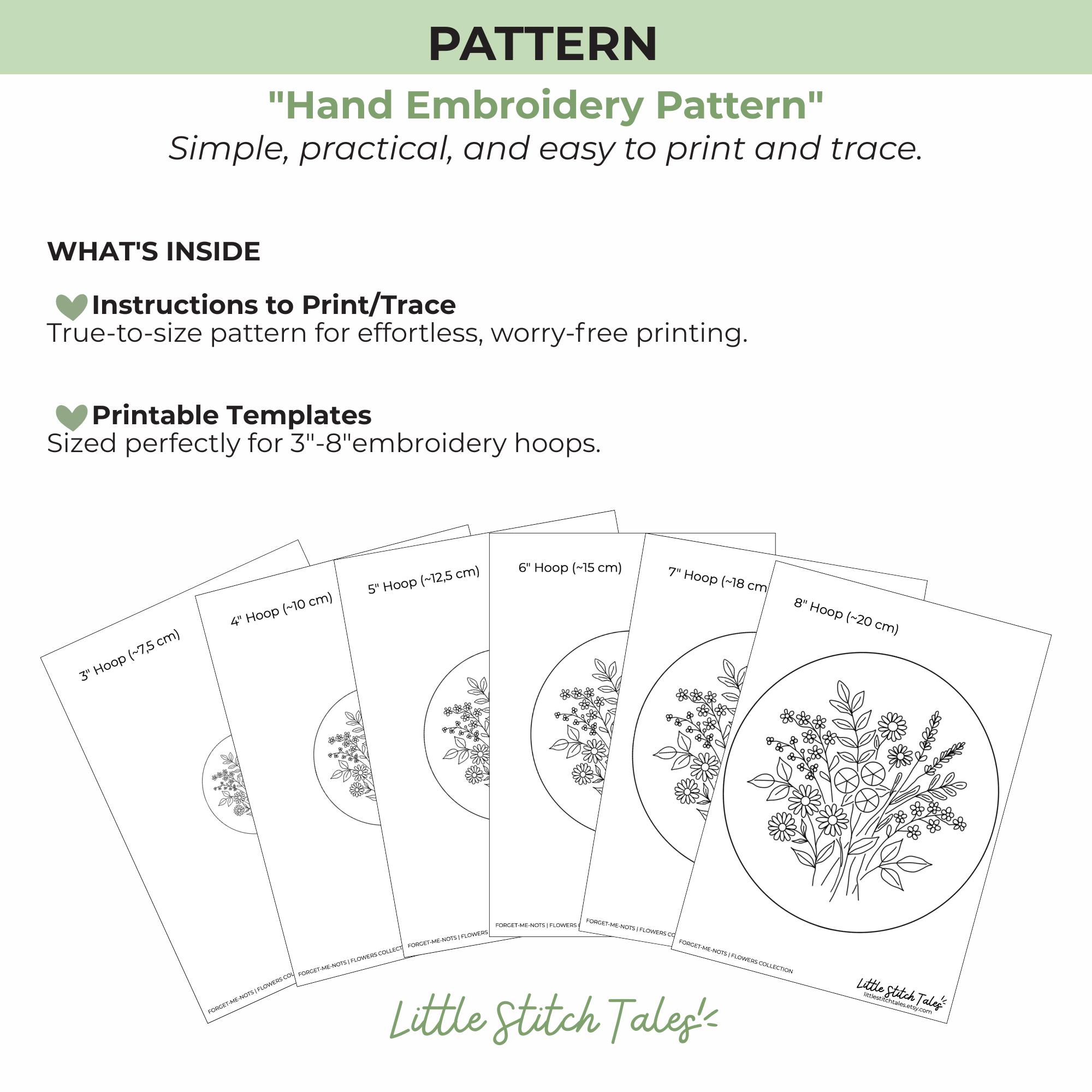 Wildflower Hand Embroidery Pattern PDF – Floral Hoop Design, Beginner ...