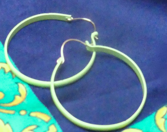 Vintage 1970s Lime Green Hoop Earrings, Retro Accessories