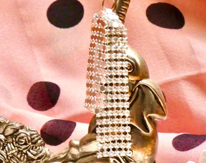 Handmade Recycled Glomesh Earrings: Silver Metal Tiled Dangle Jewelry