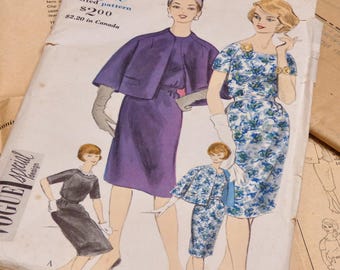 Vintage Vintage 1950/60 Vogue Dress Pattern One Piece Dress and Jacket Vintage Fashion Original Pattern NO:4164 Size 14