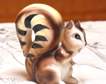 Vintage 1950 Anthropomorphic Animal Figurine Chipmunk Kitsch Porcelain Glazed Made in Japan