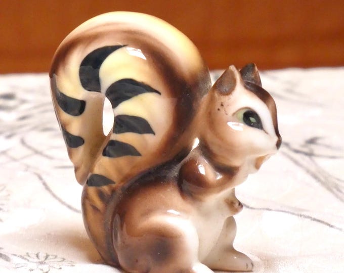 Vintage 1950 Anthropomorphic Animal Figurine Chipmunk Kitsch Porcelain Glazed Made in Japan