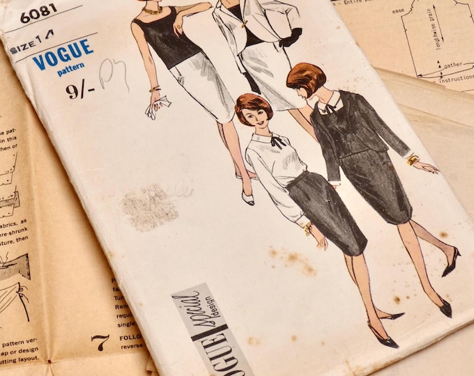 Vintage Vogue 1950s Dress Pattern: Suit & Blouse No. 6081, Size 14