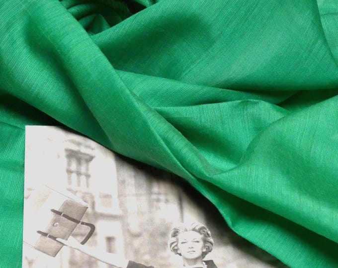 Vintage 70s Emerald Green Nylon Scarf, White Trim