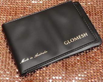Vintage 1970 Glomesh Pocket Mirror Handbag Accessory Black Credit Card ID Holder