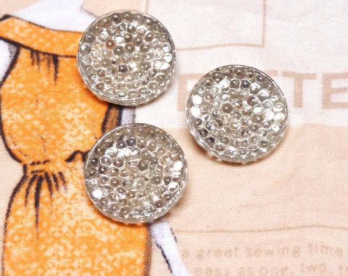 Vintage MCM 1940 Button Collection 3 Bubble Glass Clear Coloured Buttons
