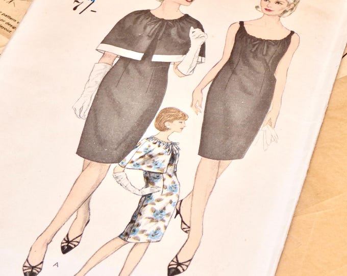 Vintage 1940/50 Vogue Dress Pattern One Piece Dress and Cape Vintage Fashion Original Pattern NO: 6196 Size 14