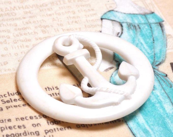 Vintage 1960 Dress Slider Buckle Anchor Shape Moulded Plastic Vintage Fashion
