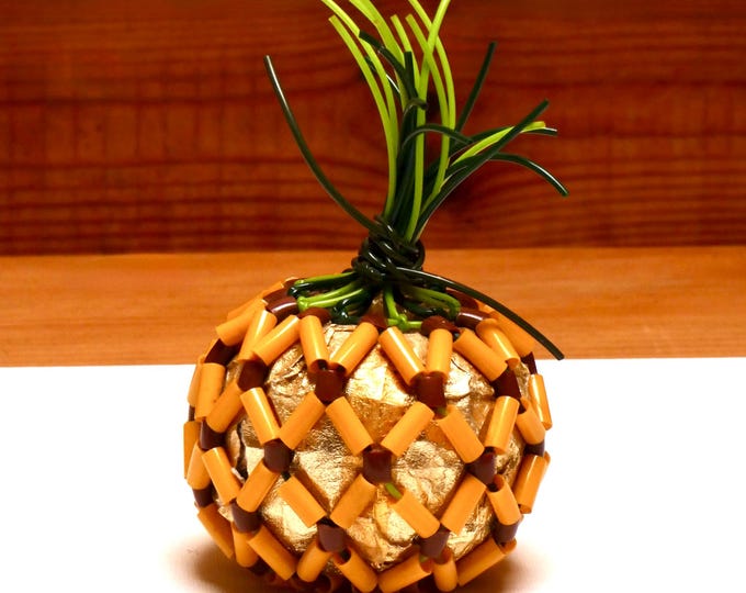 Vintage 1950 Unique Kitchen String Holder Homemade French Craft Scoubidou Tropical Fruit Plastic Pineapple