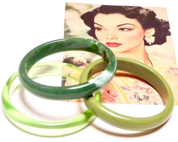 Vintage 1990 Retro Style Plastic Bracelet Set Three Spring Winter Colours