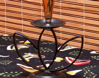 Vintage Retro Candlestick Holder Copper and Black Tri Metal Retro Dinner Party Home Decor