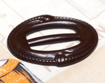 Vintage RETRO 1960s Woman's Fashion Dress Dark Chocolate Brown Plastic Buckle Vintage Dressmaking Trim