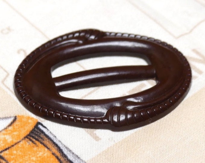 Vintage RETRO 1960s Woman's Fashion Dress Dark Chocolate Brown Plastic Buckle Vintage Dressmaking Trim