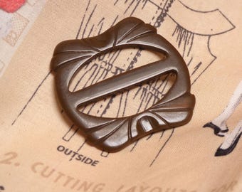 Vintage Art Deco Chocolate Brown Bakelite Dress Buckle