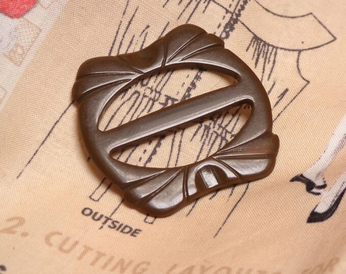 Vintage Art Deco Chocolate Brown Bakelite Dress Buckle