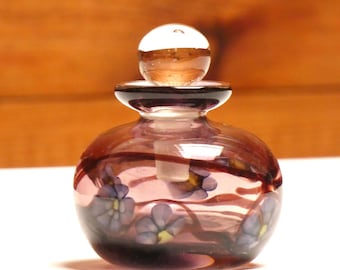 Vintage 1988 Art Glass Mouth Blown Perfume Bottle