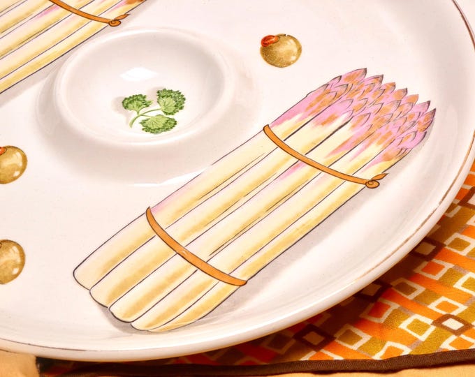Vintage 1960 Savoury Platter Divided Dip Dish Hand Painted Retro Graphics