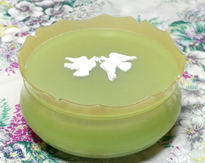 Vintage Avon Rapture Powder Box, Ocean Green Vanity Collection