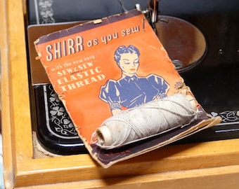 Vintage 1940s Elastic Thread MCM Haberdashery Sewing Box Notions in Original Packaging Vintage Advertising Ephemera