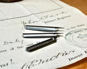 Vintage Antique English Ink Pen Nibs Steel John Heath Barrister Pen 808 Calligraphy Dip Pens Left Oblique Cut Nibs Birmingham England