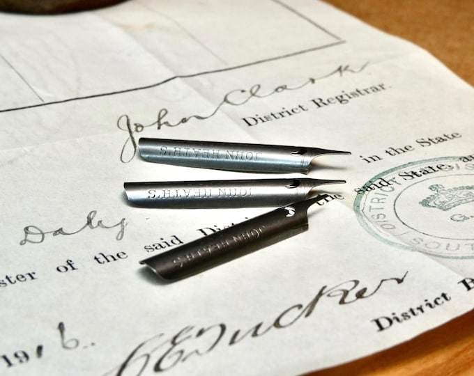 Vintage Antique English Ink Pen Nibs Steel John Heath Barrister Pen 808 Calligraphy Dip Pens Left Oblique Cut Nibs Birmingham England