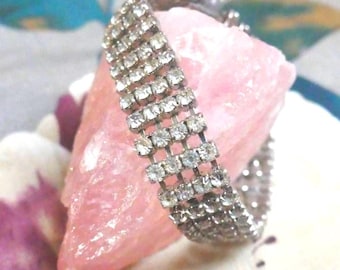 Vintage Rhinestone Crystal Bracelet: 1950s Classic Bridal Jewelry